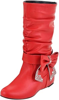 red leather boots flat