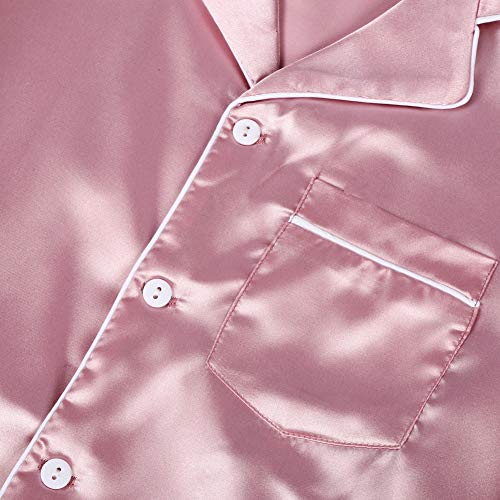 Weixinbuy Pajama Set For Kid Baby Boy Girl Button-Up Silk Pajama Sleepwear Nightwear Loungewear Clothes Set Gifts For Kids #TOP3