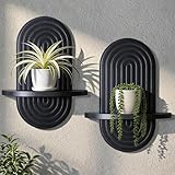 Heiple Set of 2 Boho Arched Floating Shelves 15.7”x 7.8”3D Wooden Hanging Shelf for Living Room Bedroom Nursery Mid Century Modern Wall Decor(Black, 11.7 * 15.7)