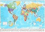 Hyper Mart World map XXL poster in giant format with flags & banners (140x100cm)