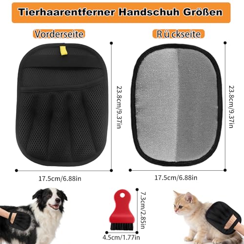 Herspany 2 Pack Haarentfernungs-Handschuhe, Tierhaarentfernungshandschuh,Elektrostatische Handschuhe zur Entfernung von Hundehaaren, Haustierhaarentferner, Katzenhaaren und Staub,Wiederverwendbar