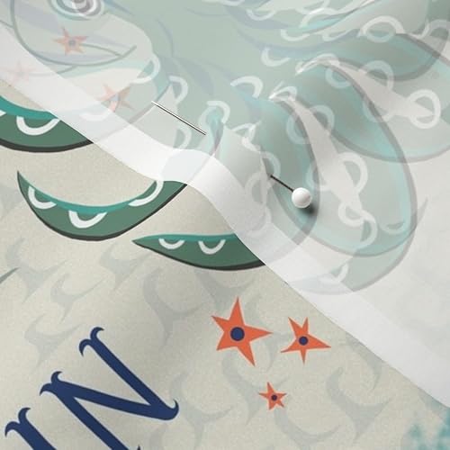 Miniatura 7 de Spoonflower Fabric - Sea Tattoos Vintage Retro Beach Waves Ocean Octopus Printed on Chiffon Fabric by The Yard - Sewing Fashion Apparel Dresses Home