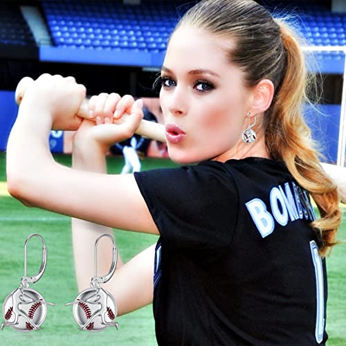 Dorunmo Baseball Earrings 925 Sterling Silver Softball Leverback Earrings Baseball Mom Earrings Softball Fan Jewelry Baseball Player Christmas Gifts For Women Girl Fan (With Gift Box) #TOP2