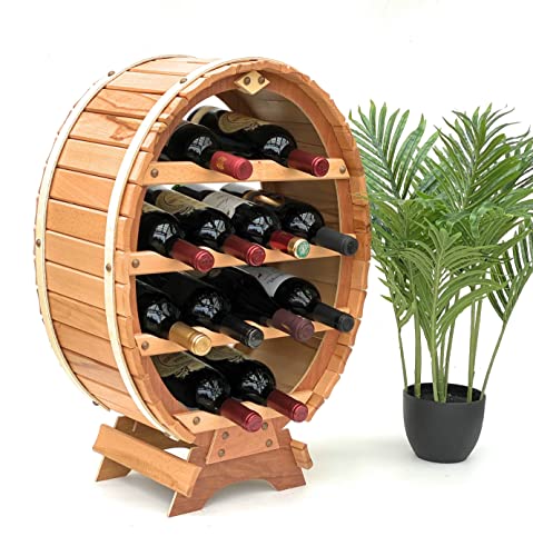 Disponibilità immediata DanDiBo Scaffale Vini a Forma di Botte per 12 Bottiglie Verniciatura Naturale
