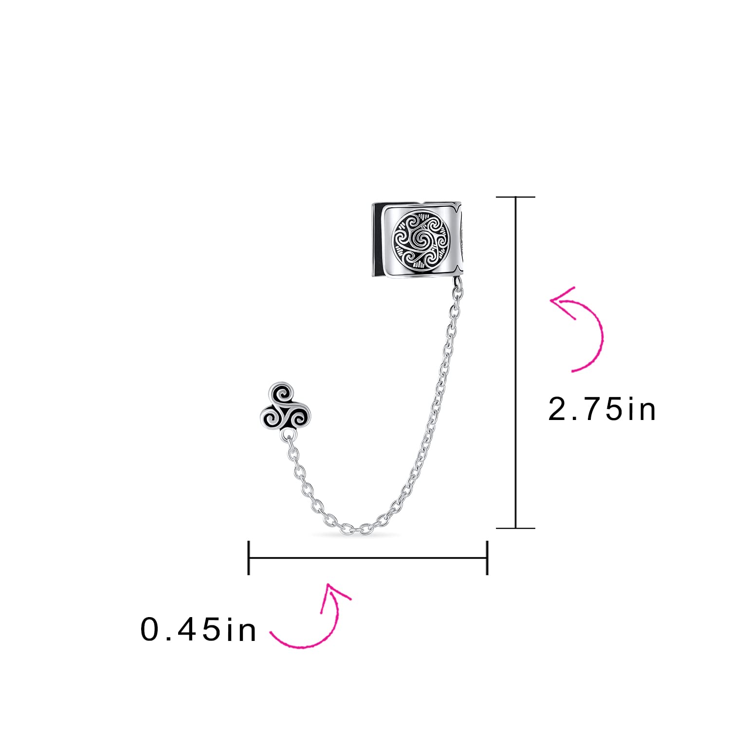 Set aus zwei keltischen irischen Wikinger-Wirbel-Sonne & Trinity Triskele Wrap Knorpel Ohrmanschette Kette durchbohrt Ohrstecker Ohrringe 1 Stück oxidiertes .925 Sterlingsilber