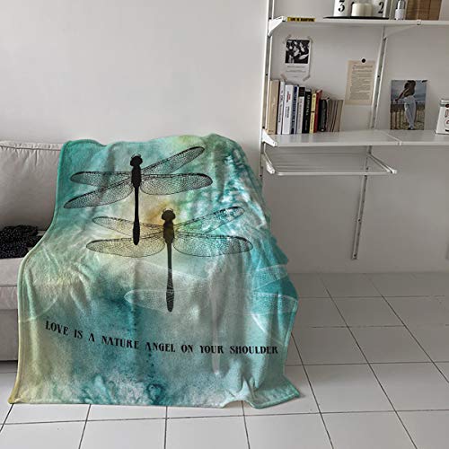 Super Soft Fuzzy Bed Throws/Throw Blanket For Adult Kids 40"X50" Size Fleece Flannel Blanket Throw Dragonfly Printed Quote Love Is A Nature Angel On Your Shoulder Lightweight Cozy Luxury Bed Blanket #TOP3