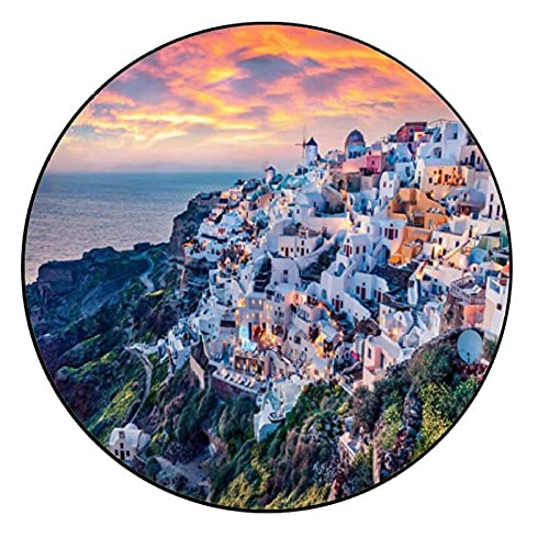 Yingxin34 Rompecabezas de 1000 Piezas - Santorini Grecia Rompecabezas Adultos Rompecabezas de 1000 Piezas - 67,5 cm de diámetro