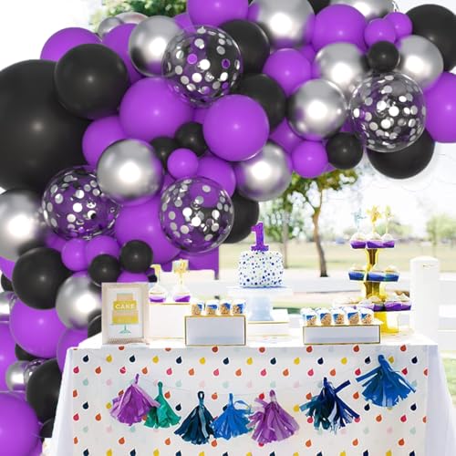 Ballons violets noirs argentés pour arche de remise de diplôme - 6