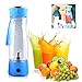 HQdeal Mini Electric Personal Juicer Sports Bottle Protein Shaker Mixer Smoothie Maker Blender Blue