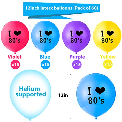 Gejoy 60 Pezzi Palloncini Festa Anni '80 Adoro i