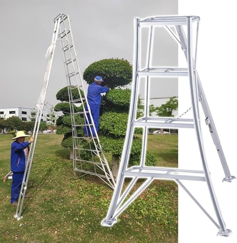 Adjustable 4-Layer Patio Pruning Ladder - 1.5m (59in) Foldable Tripod