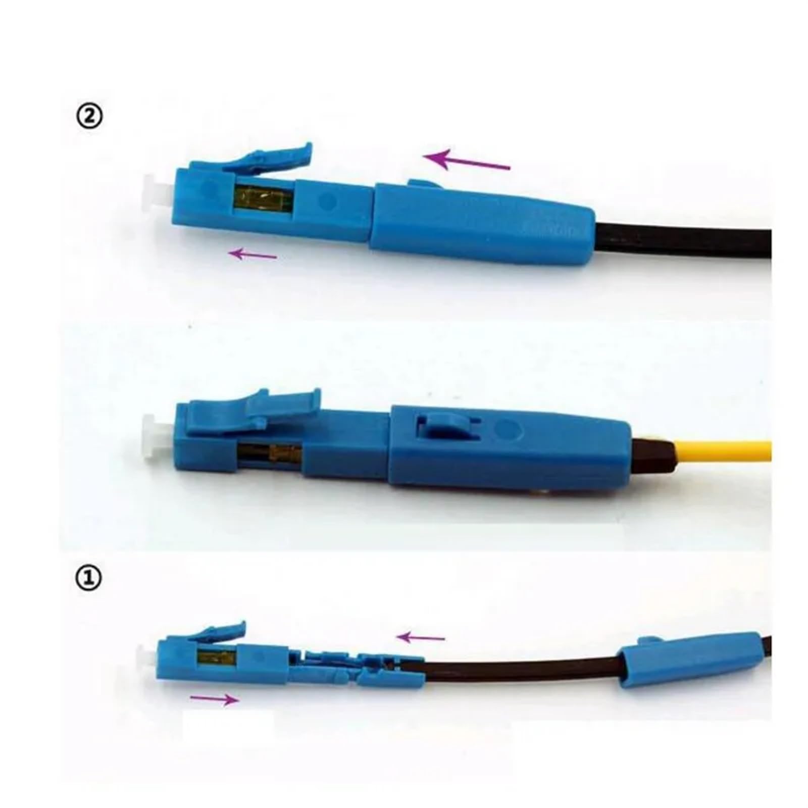 FERDUS Matériel de Communication Adaptateur de connecteur Rapide de Fiber Optique LC UPC, connecteur Rapide intégré monomode LC-UPC for épissure à Froid 50 pièces/Ensemble Connecteur Rapide