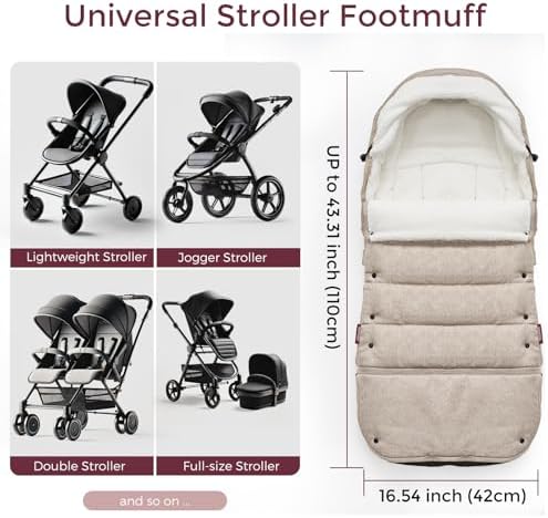 Momcozy Stroller Footmuff Universal | Easily Attaches to Most Strollers | Ultra-Plush,Weather-Proof Stroller Sleeping Bag | Deluxe Warm Stroller Bunting Bag | Extendable Cover Winter | Adjust-Buckle - 5