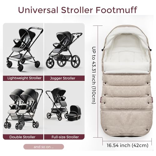 Momcozy Universal Footmuff | Easily Attaches to Most Strollers | Ultra-Plush, Weather-Proof | Deluxe Warm Bunting Bag | Extendable Cover for Winter | Adjustable Buckle - Thumbnail 6