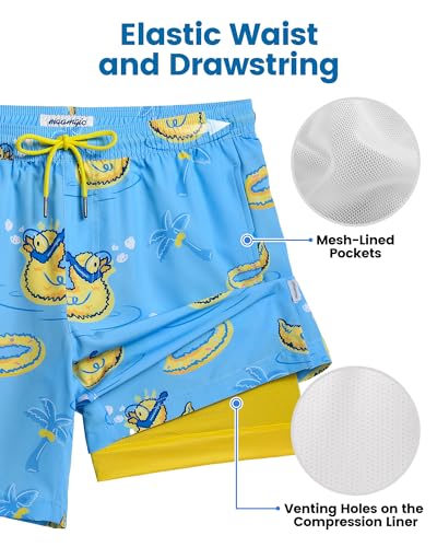 Image of maamgic Mens Swim Trunks with Compression Liner 7 Inch Inseam Mens Bathing Suit Quick Dry Swimming Trunks Swimsuit