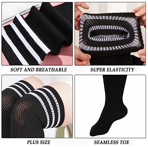 Image of Moon Wood Plus Size Thigh High Socks for Thick Thighs- Womens Knit Cotton Extra Long Over the Knee High Socks Leg Warmer