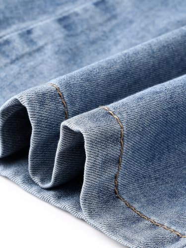 Image of Allegra K Denim Dress for Women's Long Sleeve Button Down A-Line Belted Classic Jean Dresses