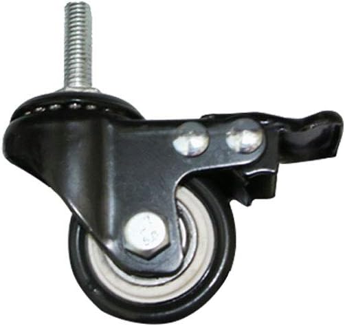 Aopin 1.57 Inch, M8 Bolt Screw, Black, Heavy Trailer, Metal Rotary Brake Caster, Skateboard, Tool Car, Furniture, Trolley with Brake 4 Pieces