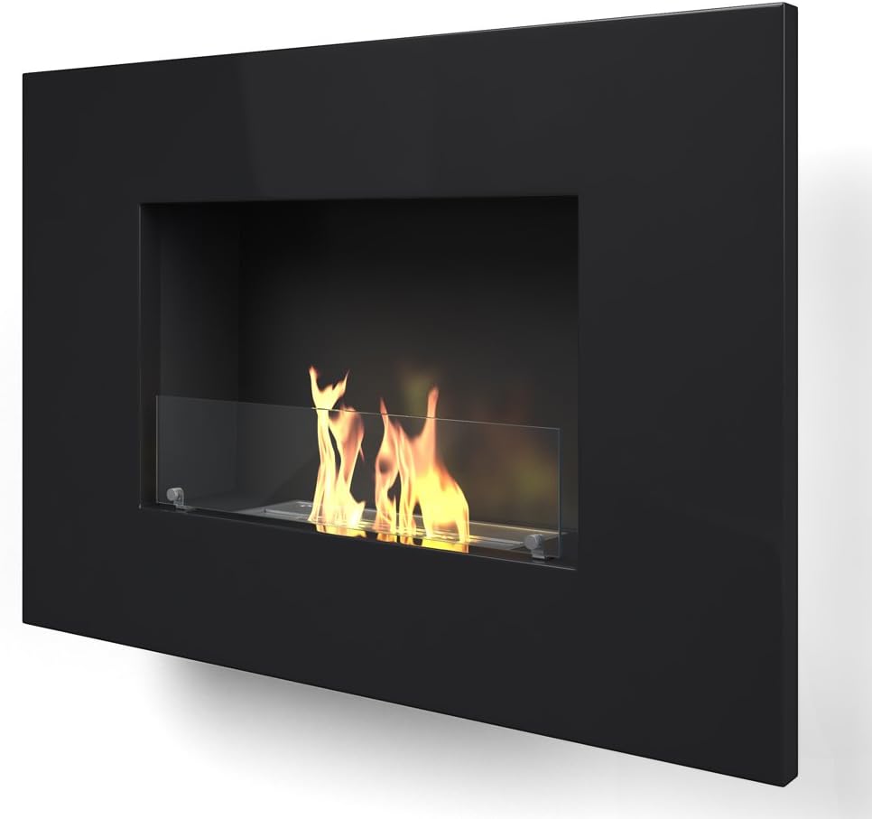Imagin ARLINFTON-Black Wall Mounted Bio-Ethanol Fireplace - Black