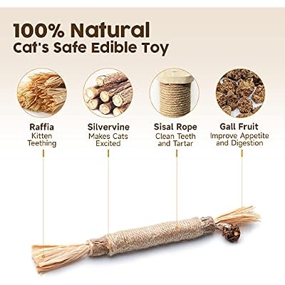 Potaroma 6 Pcs Natural Silvervine Sticks Cat Toys, Catmint Silvervine Blend Sticks, Kittens Chew Toys for Teeth Cleaning, Matatabi Dental Care Cat Treat, Edible Kitty Lick Toys