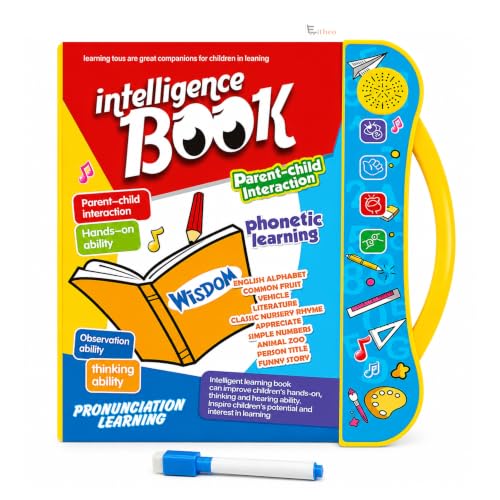 Image of Eitheo Intelligence Sound Book for Kids with Marker - Interactive Talking Learning Book | Alphabets, Numbers, Shapes & Phonics | Musical Educational Toy for Boys & Girls 2-7 Years