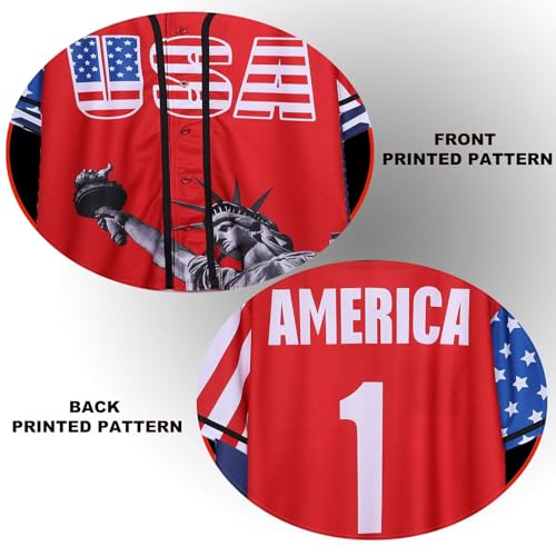 Camiseta de béisbol USA Baseball 4th of July para hombres y mujeres, diseño de bandera de América miniatura 6