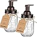 Mason Jar Foaming Soap Dispenser - Rustproof Stainless Steel Mason Jar Lid and Foaming Soap Pump,Best Hand Foam Soap Dispenser Glass for Bathroom Vanities or Kitchen Sink,Countertops - Bronze (2 Pack)
