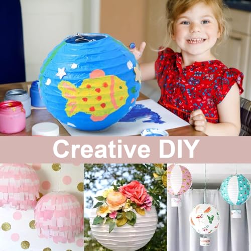 OUDQFCJ 2 Stück Papierlampenschirm Rund Lampions für Kreative DIY-Projekte Party Garten Hochzeit Dekoration 20 cm Weiß