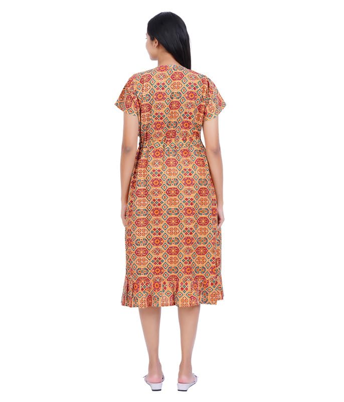 Image of Women's [L- 4XL] Full Open /Front Buttoned [a Kind of Adaptive Clothing] Multipurpose Nighty for Maternity /Pregnancy /Elderly /Patient /Feeding /Hospital Purpose Nighty Calf Length