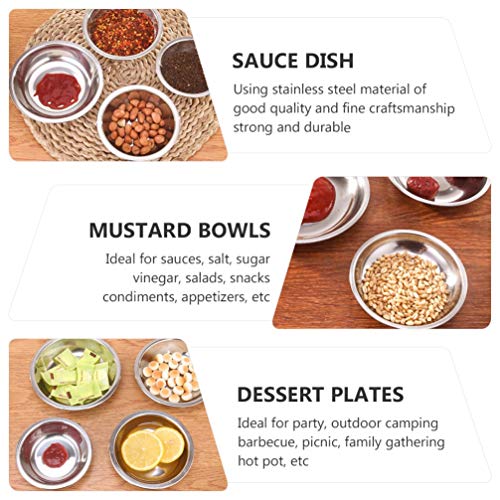 Doitool Food Containers 10Pcs Stainless Steel Appetizer Plates Round Seasoning Plates Mustard Dessert Dishes (8Cm) Japanese Snacks #TOP1