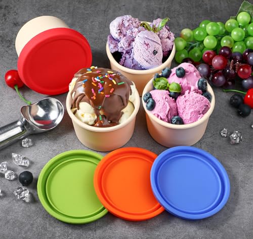 image for Webake Silicone Ice Cream Containers with Lids, 8oz Homemade Ice Cream