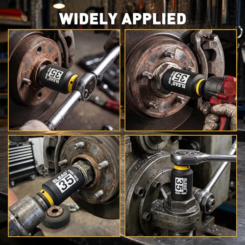 Image of ELEAD 35 mm Socket 1 /2 inch Drive Deep Impact Socket, Metric 6 Point 1 /2-inch Drive Impact Axle Nut Sockets, CR-MO Nut Socket Set, Oil Filter Sockets, Tools for Easy Removal of Axle Shaft Nuts