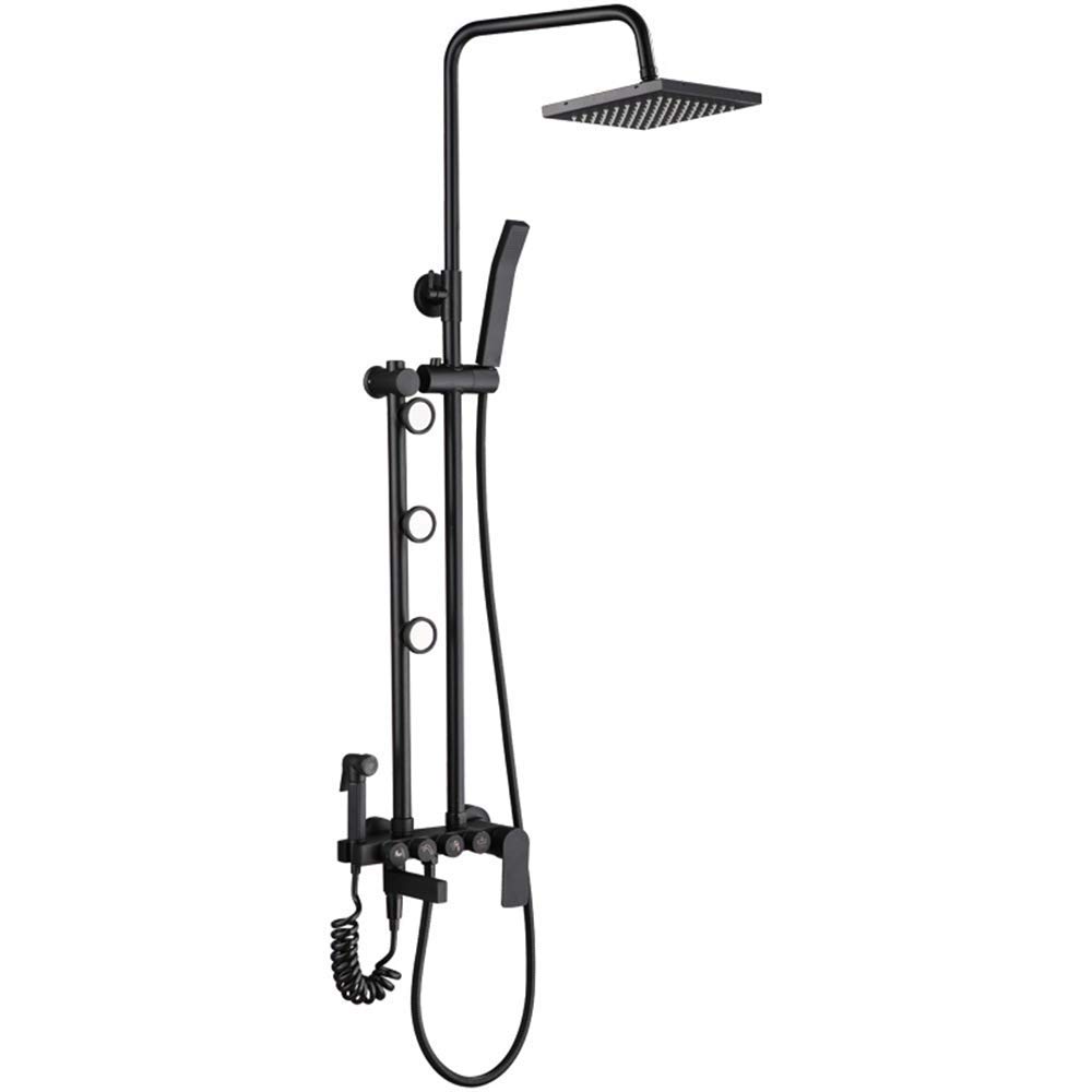 Ensemble de douche mitigeur avec pommeau pluie noire pour rénovation salle de bain familiale