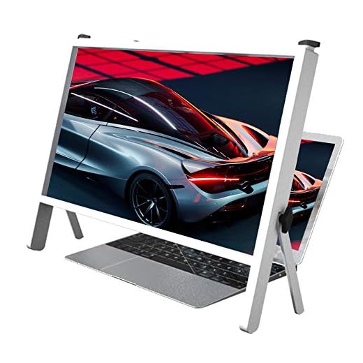 3D 21 Inch Laptop Computer Screen Magnifier, Laptop Computer Screen Magnifier Expanders Bracket Magnifiers Ultra-Clear Projector Screen Magnifying, Portable Amplifier Desktop (Color : White)