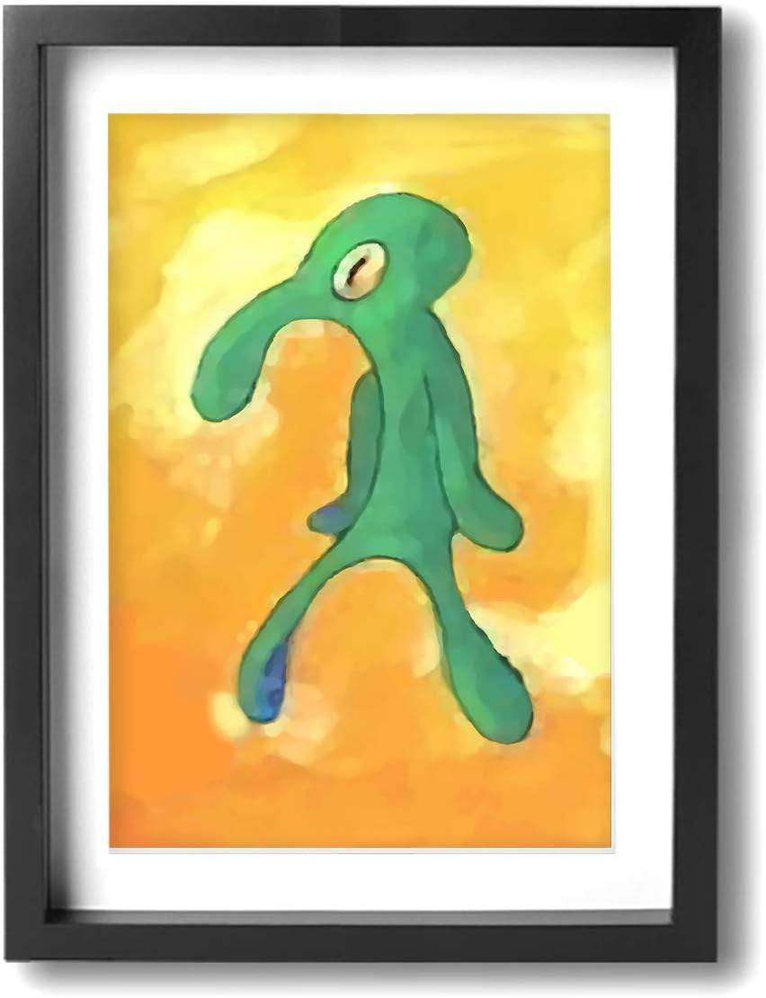 Bold And Brash Old Squidward Art Oil Painting Abstract Canvas Wall Art Modern Style for Living Room Bedroom