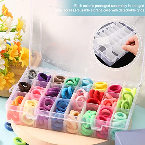 Baby Hair Ties, 200 Pcs Toddler Hair Ties With Organizer Box Colorful Cotton Seamless Hair Bands For Girls Thin Or Thick Hair (24 Colors) #TOP2