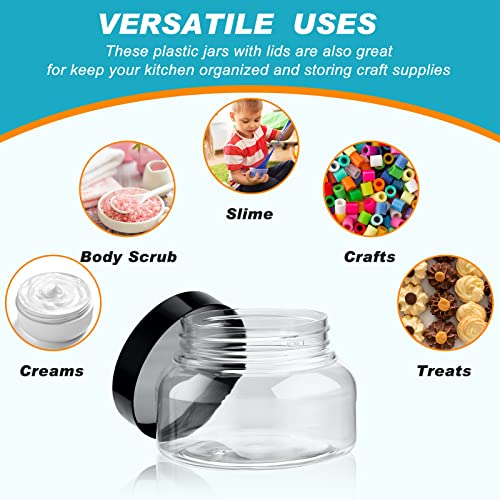 24 Pack Plastic Jars With Lids Labels Plastic Containers Round Refillable Cosmetic Containers Empty Body Butter Jars Sugar Scrub Containers For Lotions, Cosmetics, Cream, Body Scrub (Clear, 8 Oz) #TOP6