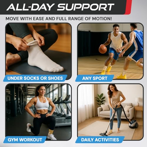 Image of Sleeve Stars Ankle Brace for Women & Men, Ankle Wrap for Sprained Ankle, Compression Sleeve for Plantar Fasciitis Relief, Easy Customizable Support: w /Removable Strap (Single /L:12 inch-13 inch /Beige)