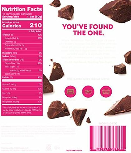 ONE Basix Protein Bars, Triple Chocolate Chunk, Gluten Free Protein Bars with 20g Protein and only 1g Sugar, Guilt-Free Snacking for High Protein Diets, 2.12 oz (12 Pack)