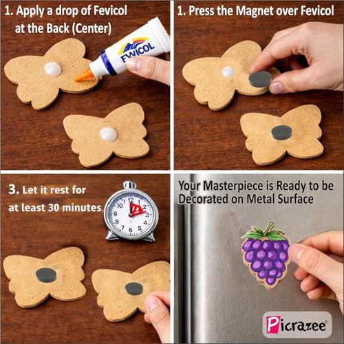 Image of PICRAZEE DIY Kit for Kids & Adults - Fruit Fridge Magnet Painting Kit (10 Designs) | Ready-to-Paint 5.5 mm Thick Wooden DIY Craft Kit with Colors, Brushes & Magnets | Screen-Free Activity (Fruits)