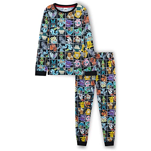 Pokémon Pijama de Manga Larga para Niños (Negro AOP, 11-12 años)