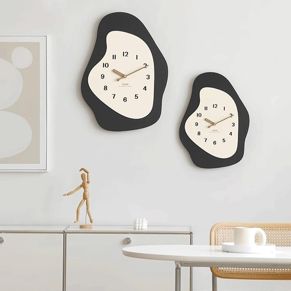 Reloj Cocina Reloj de Pared Simple Madera Doble Cara for Uso doméstico(Grey,Pequeño)