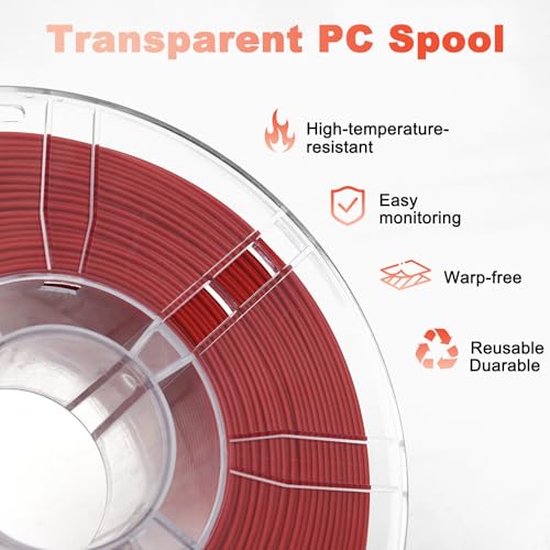 Image of YXPOLYER PLA Filament Food Grade 1.75mm 1kg for 3D Printing, PLA+ 3D Printer Filament with Transparent AMS-Compatible Filament Spool, Brick Red