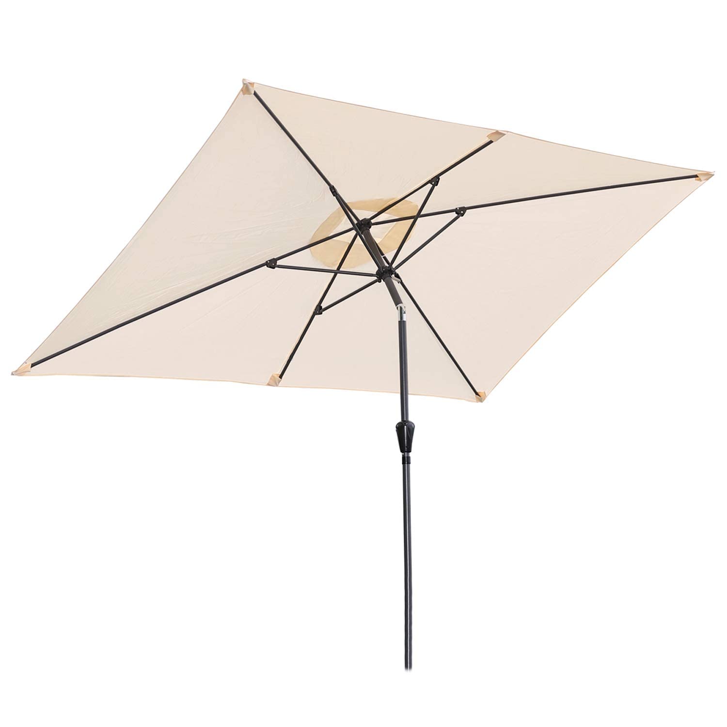 Angel Living 2x3M Sombrilla Parasol de Acero y Poliéster, Parasol Inclinado con Manivela, Mástil Acero 38mm (Beige Claro)