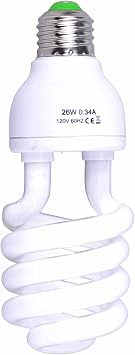 Sundew UVB 10.0 Reptile Fluorescent Bulb E26 Base Spiral Lamp for Terrariums, 13W / 26W Specialty Lighting for Lizards, Turtles, Geckos Not for General Illumination 26W