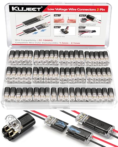 100pcs Double Wire Plug in Connector 18-22AWG 2 Pin Low Voltage Wire Connectors with Locking Buckle Quick Electrical Connectors for LED Strip Automotive Wiring Speaker and DIY Projects