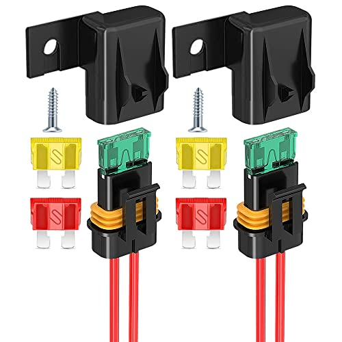 Gebildet Portafusibles en Línea, 2 Pack IP67 Arneses Cableado Impermeables de Calibre 12AWG ATC/ATO 20A/30A/40A Portafusibles Hoja para Vehículo,Marino,Sistema de Alimentación Autobús Servicio Pesado