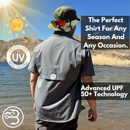 Men's UV UPF 50+ Sun Protection Short Sleeve Shirt, Fishing Shirts for Men, Poncho Shirts for Men, Button Up Shirts for Men2