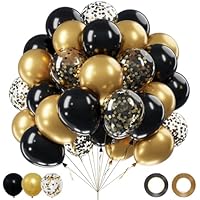 Globos Dorados y Negros - 62 Piezas 12 Pulgadas Helio Globos de