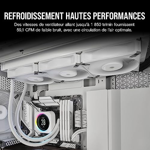 Corsair iCUE AF120 RGB ELITE 120mm PWM Kit de Trois Ventilateurs - Huit LED RGB Par Ventilateur - Technologie AirGuide - Palier Fluid Dynamic - Contrôleur iCUE Lighting Node CORE Inclus - Noir